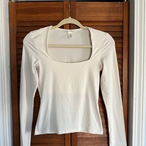 Off-White Fitted Square Neck Long Sleeve Tee